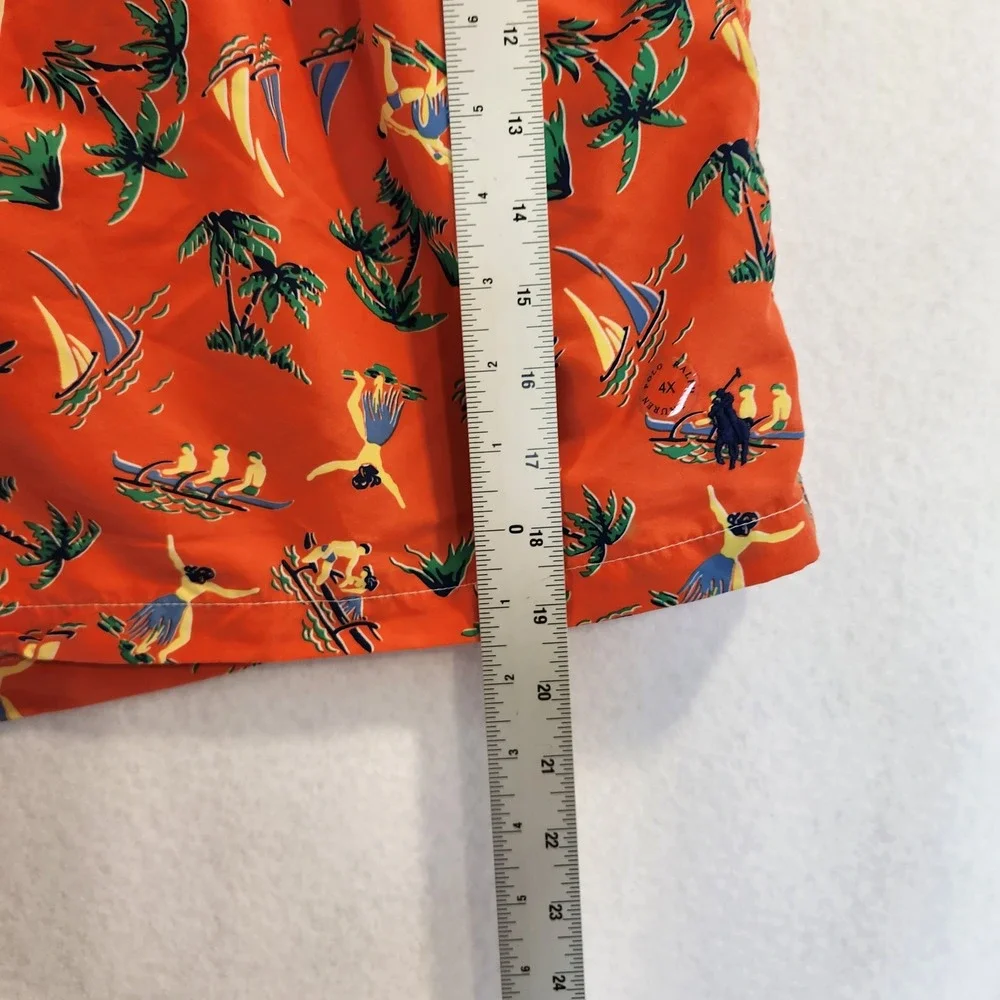 Polo Ralph Lauren Mens 4XB‎ Orange Tropical Hula Dancer Swim Trunks Big & Tall